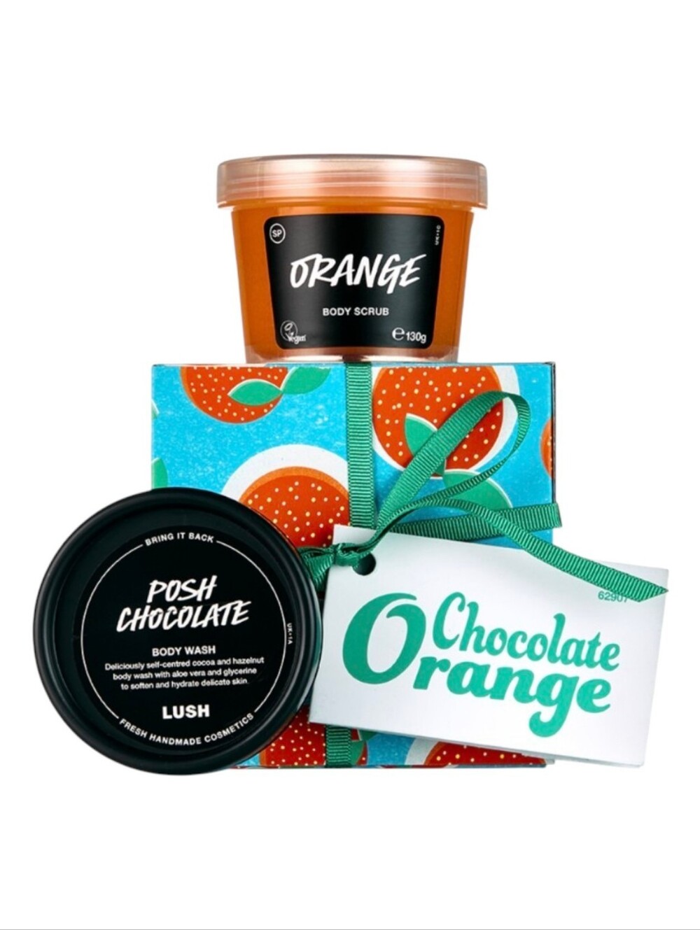 NEW Lush Chocolate Orange Gift Set Orange Body Scrub & Posh Chocolate Body Wash
